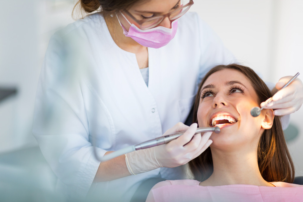 A woman getting a dental checkup